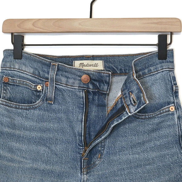 Madewell The Perfect Vintage Jean High Rise Raw Hem Crop Ankle Blue Denim 24 - Picture 4 of 15
